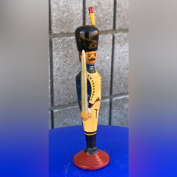 Antique Turned Hand Painted Wooden Armed Decorated Russian Toy Soldier - Picture 1 of 16